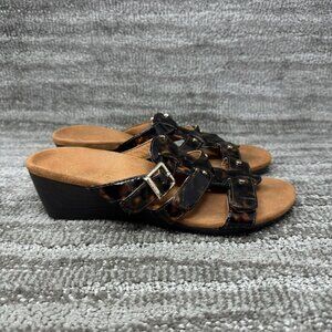 Vionic Radia Women’s 7 Wedge Sandals Adjustable Triple Strap Snakeskin Slides